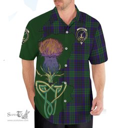 Scottish Lumsden Green Clan Tartan Crest with Thistle and Scotland Map Tartan Plaid Shirt Scottish Plaid Tartan Plaid - ScotsTee - scotstee.com