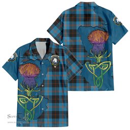 Scottish Horsburgh Clan Tartan Crest with Thistle and Scotland Map Tartan Plaid Shirt Scottish Plaid Tartan Plaid - ScotsTee - scotstee.com
