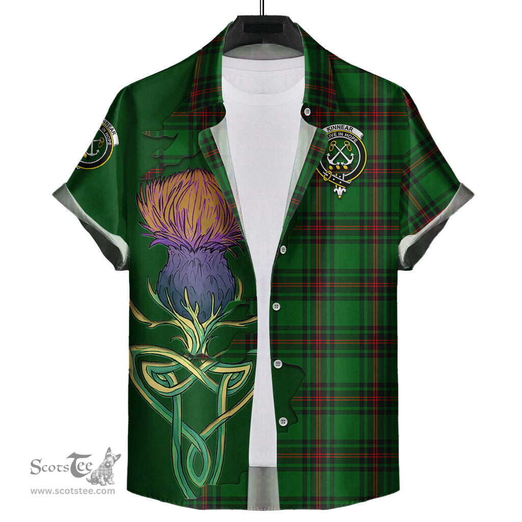 Scottish Kinnear Clan Tartan Crest with Thistle and Scotland Map Tartan Plaid Shirt Scottish Plaid Tartan Plaid - ScotsTee - scotstee.com