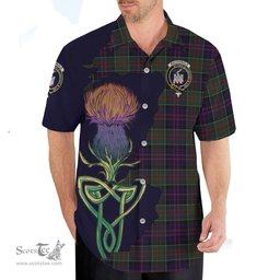 Scottish MacDonald of Clan Ranald Clan Tartan Crest with Thistle and Scotland Map Tartan Plaid Shirt Scottish Plaid Tartan Plaid - ScotsTee - scotstee.com