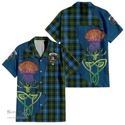 Scottish MacNeil of Barra Clan Tartan Crest with Thistle and Scotland Map Tartan Plaid Shirt Scottish Plaid Tartan Plaid - ScotsTee - scotstee.com