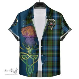 Scottish MacNeil of Barra Clan Tartan Crest with Thistle and Scotland Map Tartan Plaid Shirt Scottish Plaid Tartan Plaid - ScotsTee - scotstee.com