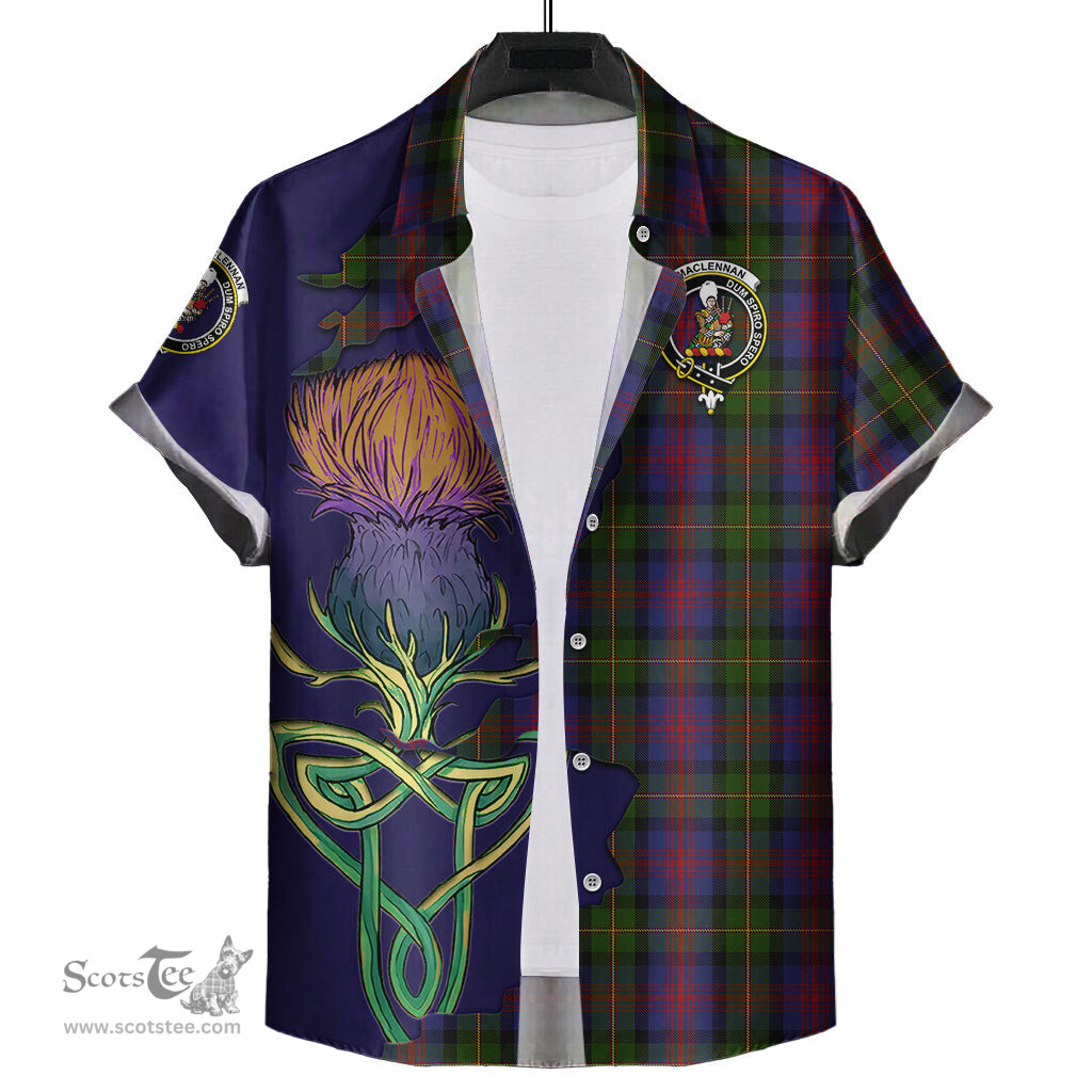 Scottish MacLennan Clan Tartan Crest with Thistle and Scotland Map Tartan Plaid Shirt Scottish Plaid Tartan Plaid - ScotsTee - scotstee.com