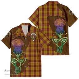 Scottish MacMillan Dress Clan Tartan Crest with Thistle and Scotland Map Tartan Plaid Shirt Scottish Plaid Tartan Plaid - ScotsTee - scotstee.com
