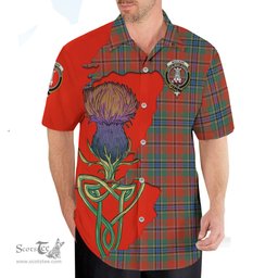 Scottish MacLean of Duart Ancient Clan Tartan Crest with Thistle and Scotland Map Tartan Plaid Shirt Scottish Plaid Tartan Plaid - ScotsTee - scotstee.com