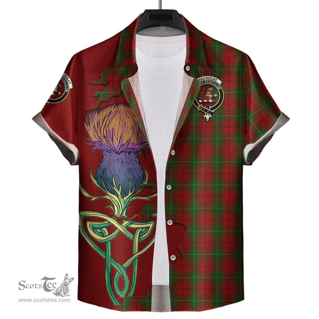 Scottish MacAulay Clan Tartan Crest with Thistle and Scotland Map Tartan Plaid Shirt Scottish Plaid Tartan Plaid - ScotsTee - scotstee.com