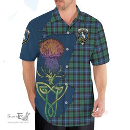 Scottish Hunter Ancient Clan Tartan Crest with Thistle and Scotland Map Tartan Plaid Shirt Scottish Plaid Tartan Plaid - ScotsTee - scotstee.com
