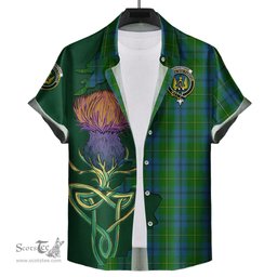 Scottish Johnstone Clan Tartan Crest with Thistle and Scotland Map Tartan Plaid Shirt Scottish Plaid Tartan Plaid - ScotsTee - scotstee.com