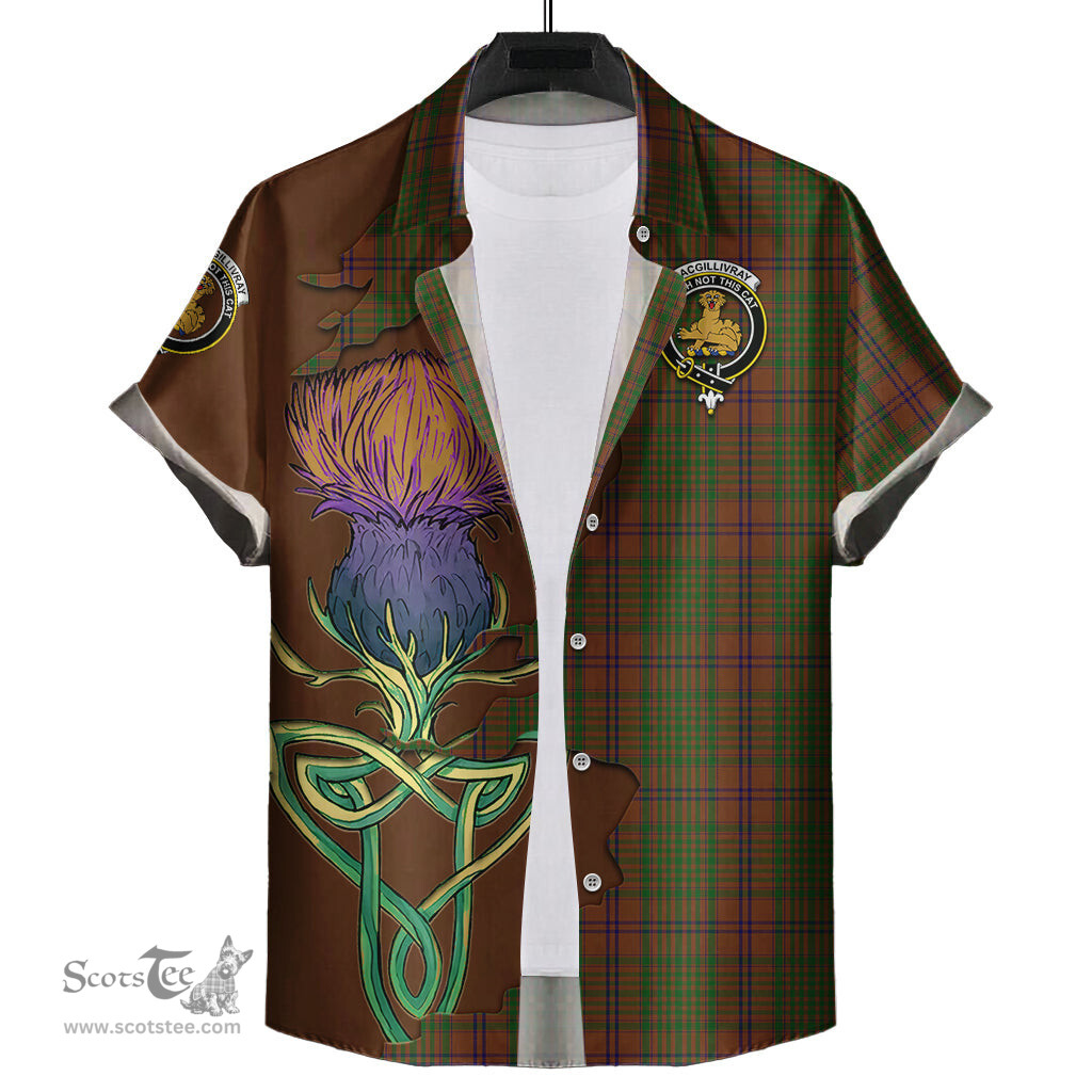 Scottish MacGillivray Hunting Clan Tartan Crest with Thistle and Scotland Map Tartan Plaid Shirt Scottish Plaid Tartan Plaid - ScotsTee - scotstee.com