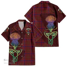 Scottish MacLeod Red Clan Tartan Crest with Thistle and Scotland Map Tartan Plaid Shirt Scottish Plaid Tartan Plaid - ScotsTee - scotstee.com