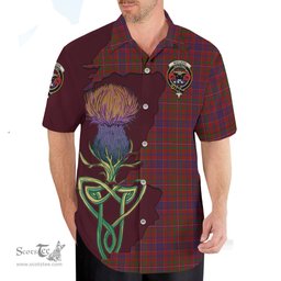 Scottish MacLeod Red Clan Tartan Crest with Thistle and Scotland Map Tartan Plaid Shirt Scottish Plaid Tartan Plaid - ScotsTee - scotstee.com