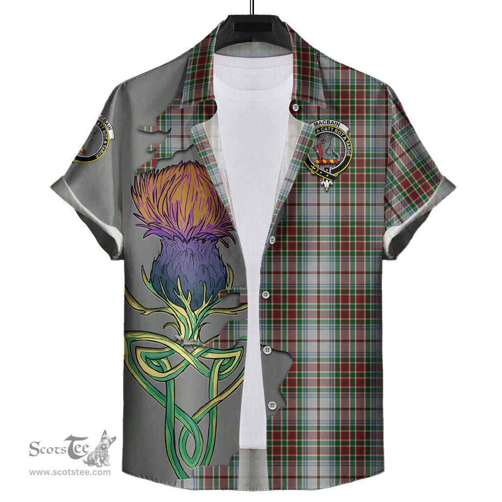 Scottish MacBain Dress Clan Tartan Crest with Thistle and Scotland Map Tartan Plaid Shirt Scottish Plaid Tartan Plaid - ScotsTee - scotstee.com