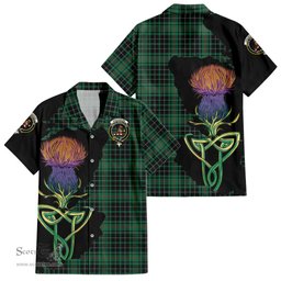 Scottish MacAulay Hunting Ancient Clan Tartan Crest with Thistle and Scotland Map Tartan Plaid Shirt Scottish Plaid Tartan Plaid - ScotsTee - scotstee.com