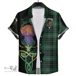 Scottish MacAulay Hunting Ancient Clan Tartan Crest with Thistle and Scotland Map Tartan Plaid Shirt Scottish Plaid Tartan Plaid - ScotsTee - scotstee.com