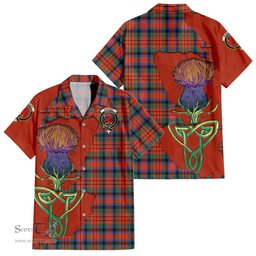 Scottish MacDuff Ancient Clan Tartan Crest with Thistle and Scotland Map Tartan Plaid Shirt Scottish Plaid Tartan Plaid - ScotsTee - scotstee.com