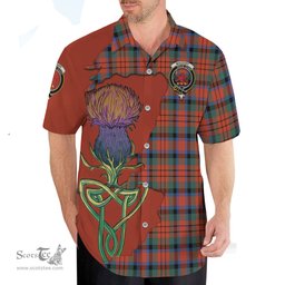 Scottish MacDuff Ancient Clan Tartan Crest with Thistle and Scotland Map Tartan Plaid Shirt Scottish Plaid Tartan Plaid - ScotsTee - scotstee.com