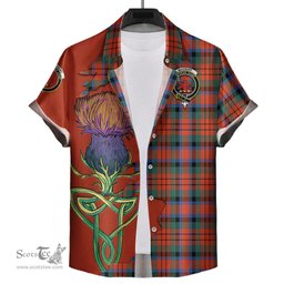 Scottish MacDuff Ancient Clan Tartan Crest with Thistle and Scotland Map Tartan Plaid Shirt Scottish Plaid Tartan Plaid - ScotsTee - scotstee.com