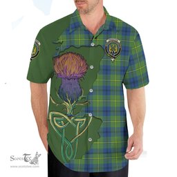 Scottish Johnston Ancient Clan Tartan Crest with Thistle and Scotland Map Tartan Plaid Shirt Scottish Plaid Tartan Plaid - ScotsTee - scotstee.com