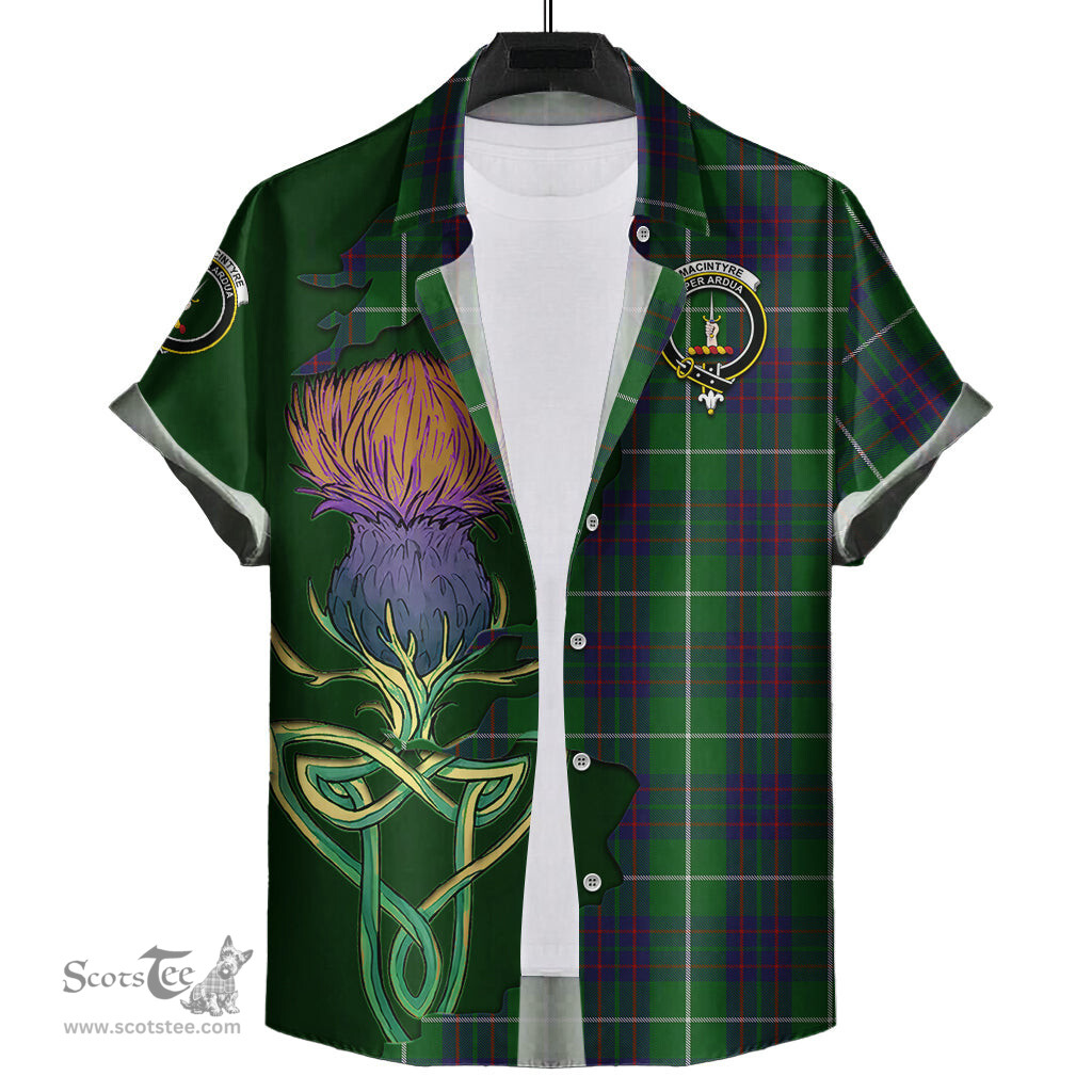 Scottish MacIntyre Hunting Clan Tartan Crest with Thistle and Scotland Map Tartan Plaid Shirt Scottish Plaid Tartan Plaid - ScotsTee - scotstee.com