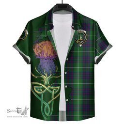 Scottish MacIntyre Hunting Clan Tartan Crest with Thistle and Scotland Map Tartan Plaid Shirt Scottish Plaid Tartan Plaid - ScotsTee - scotstee.com