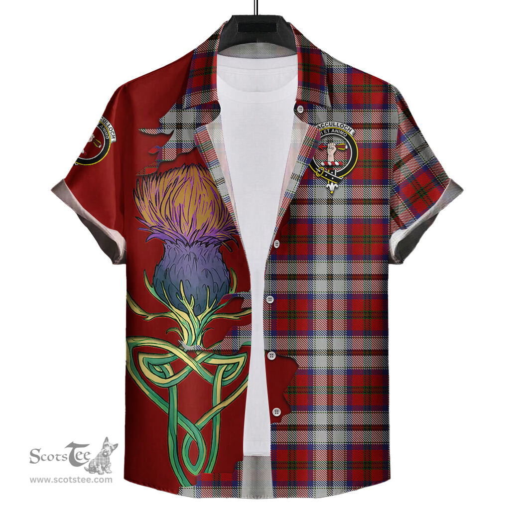Scottish MacCulloch Dress Clan Tartan Crest with Thistle and Scotland Map Tartan Plaid Shirt Scottish Plaid Tartan Plaid - ScotsTee - scotstee.com