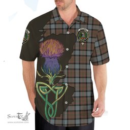 Scottish MacLaren Weathered Clan Tartan Crest with Thistle and Scotland Map Tartan Plaid Shirt Scottish Plaid Tartan Plaid - ScotsTee - scotstee.com