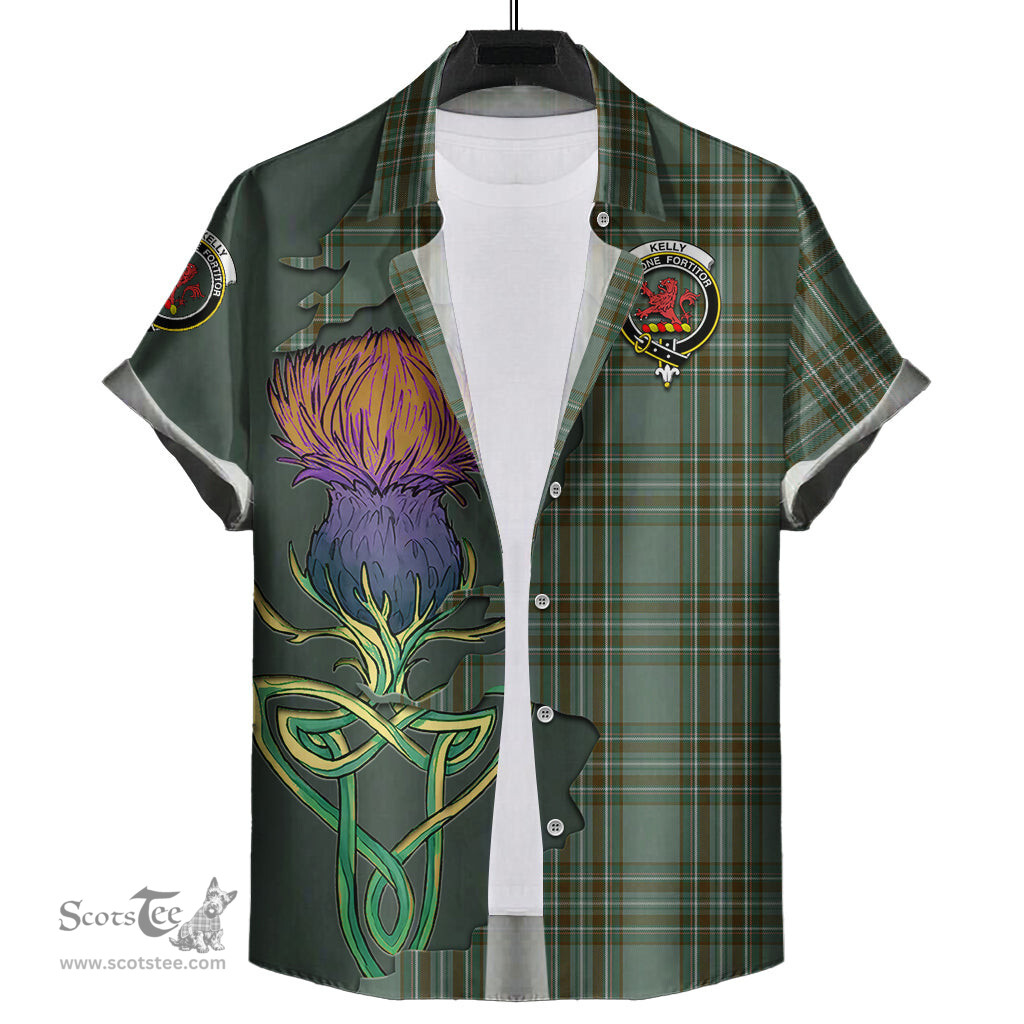 Scottish Kelly Dress Clan Tartan Crest with Thistle and Scotland Map Tartan Plaid Shirt Scottish Plaid Tartan Plaid - ScotsTee - scotstee.com