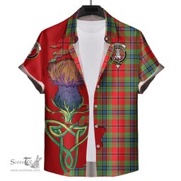 Scottish MacLean of Duart Modern Clan Tartan Crest with Thistle and Scotland Map Tartan Plaid Shirt Scottish Plaid Tartan Plaid - ScotsTee - scotstee.com