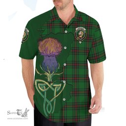 Scottish Kirkaldy Clan Tartan Crest with Thistle and Scotland Map Tartan Plaid Shirt Scottish Plaid Tartan Plaid - ScotsTee - scotstee.com