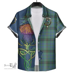 Scottish MacInnes Ancient Clan Tartan Crest with Thistle and Scotland Map Tartan Plaid Shirt Scottish Plaid Tartan Plaid - ScotsTee - scotstee.com
