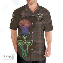 Scottish Kennedy Weathered Clan Tartan Crest with Thistle and Scotland Map Tartan Plaid Shirt Scottish Plaid Tartan Plaid - ScotsTee - scotstee.com