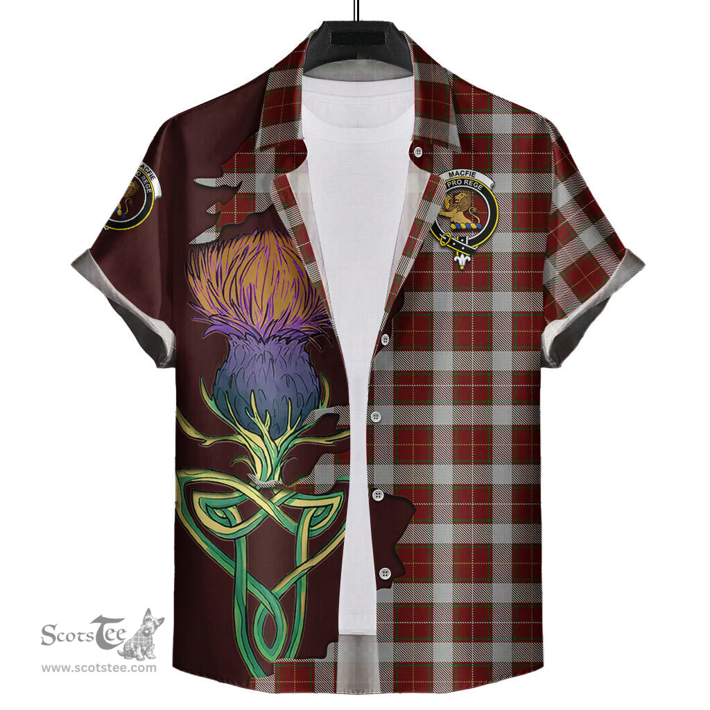 Scottish MacFie Dress Clan Tartan Crest with Thistle and Scotland Map Tartan Plaid Shirt Scottish Plaid Tartan Plaid - ScotsTee - scotstee.com
