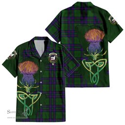 Scottish Lockhart Modern Clan Tartan Crest with Thistle and Scotland Map Tartan Plaid Shirt Scottish Plaid Tartan Plaid - ScotsTee - scotstee.com