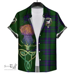 Scottish Lockhart Modern Clan Tartan Crest with Thistle and Scotland Map Tartan Plaid Shirt Scottish Plaid Tartan Plaid - ScotsTee - scotstee.com