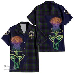 Scottish Lumsden Hunting Clan Tartan Crest with Thistle and Scotland Map Tartan Plaid Shirt Scottish Plaid Tartan Plaid - ScotsTee - scotstee.com