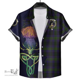 Scottish Lumsden Hunting Clan Tartan Crest with Thistle and Scotland Map Tartan Plaid Shirt Scottish Plaid Tartan Plaid - ScotsTee - scotstee.com