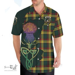 Scottish MacMillan Old Modern Clan Tartan Crest with Thistle and Scotland Map Tartan Plaid Shirt Scottish Plaid Tartan Plaid - ScotsTee - scotstee.com