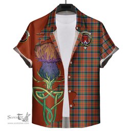 Scottish MacNaughton Ancient Clan Tartan Crest with Thistle and Scotland Map Tartan Plaid Shirt Scottish Plaid Tartan Plaid - ScotsTee - scotstee.com