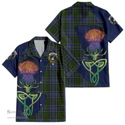 Scottish MacMillan Hunting Clan Tartan Crest with Thistle and Scotland Map Tartan Plaid Shirt Scottish Plaid Tartan Plaid - ScotsTee - scotstee.com