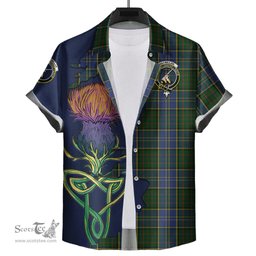 Scottish MacMillan Hunting Clan Tartan Crest with Thistle and Scotland Map Tartan Plaid Shirt Scottish Plaid Tartan Plaid - ScotsTee - scotstee.com
