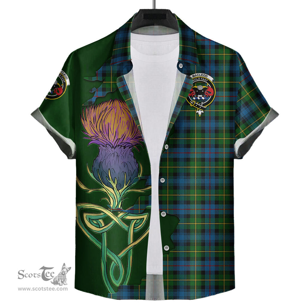 Scottish MacLeod of Skye Clan Tartan Crest with Thistle and Scotland Map Tartan Plaid Shirt Scottish Plaid Tartan Plaid - ScotsTee - scotstee.com
