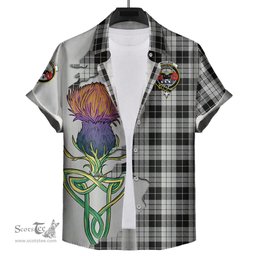 Scottish MacLeod Black and White Clan Tartan Crest with Thistle and Scotland Map Tartan Plaid Shirt Scottish Plaid Tartan Plaid - ScotsTee - scotstee.com