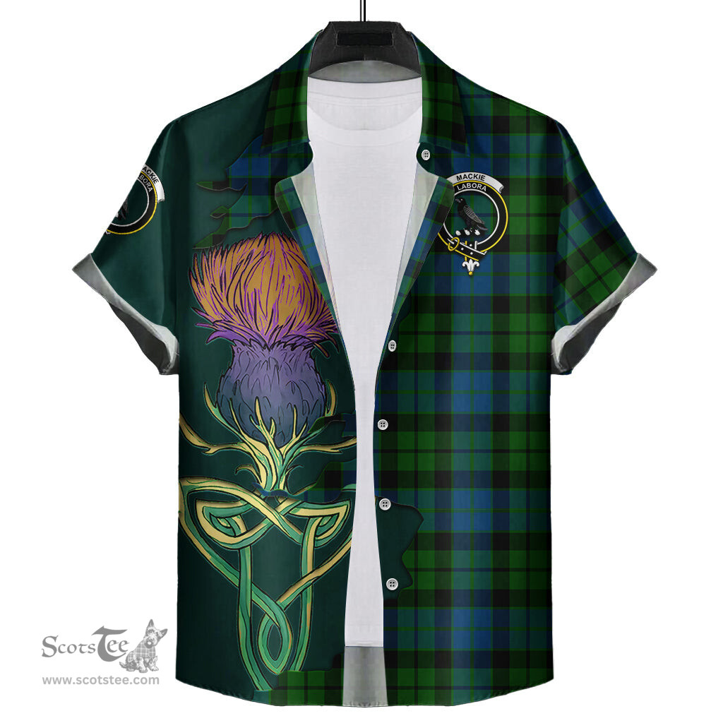 Scottish MacKie Clan Tartan Crest with Thistle and Scotland Map Tartan Plaid Shirt Scottish Plaid Tartan Plaid - ScotsTee - scotstee.com