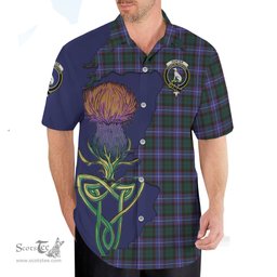 Scottish Hunter Modern Clan Tartan Crest with Thistle and Scotland Map Tartan Plaid Shirt Scottish Plaid Tartan Plaid - ScotsTee - scotstee.com