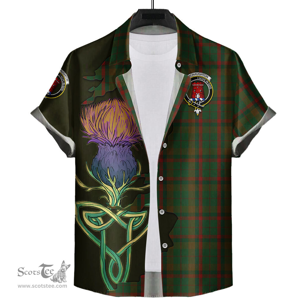 Scottish Macnaughton Hunting Clan Tartan Crest with Thistle and Scotland Map Tartan Plaid Shirt Scottish Plaid Tartan Plaid - ScotsTee - scotstee.com