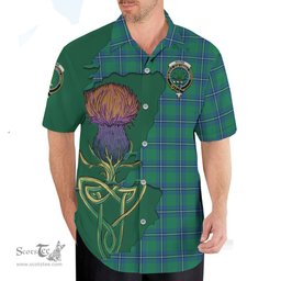 Scottish Irvine Ancient Clan Tartan Crest with Thistle and Scotland Map Tartan Plaid Shirt Scottish Plaid Tartan Plaid - ScotsTee - scotstee.com