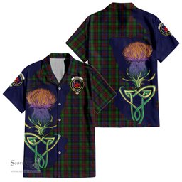 Scottish MacDuff Hunting Clan Tartan Crest with Thistle and Scotland Map Tartan Plaid Shirt Scottish Plaid Tartan Plaid - ScotsTee - scotstee.com
