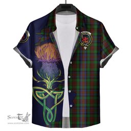 Scottish MacDuff Hunting Clan Tartan Crest with Thistle and Scotland Map Tartan Plaid Shirt Scottish Plaid Tartan Plaid - ScotsTee - scotstee.com