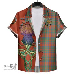Scottish MacKintosh Ancient Clan Tartan Crest with Thistle and Scotland Map Tartan Plaid Shirt Scottish Plaid Tartan Plaid - ScotsTee - scotstee.com
