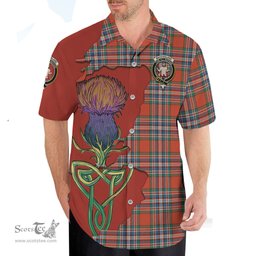 Scottish MacFarlane Ancient Clan Tartan Crest with Thistle and Scotland Map Tartan Plaid Shirt Scottish Plaid Tartan Plaid - ScotsTee - scotstee.com